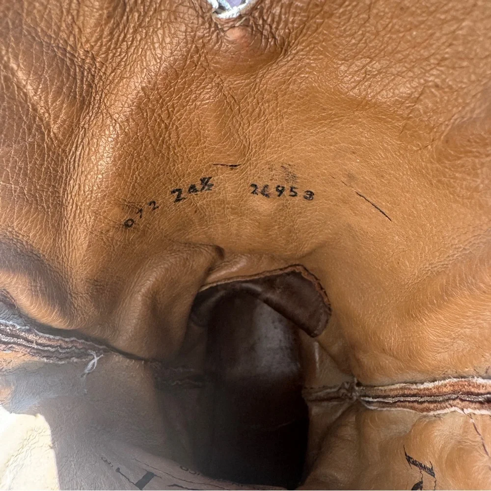 Reywelt Embroidered Western Floral Dreamcatcher Skull Cowboy Boots Brown Size 8 - Picture 7 of 9